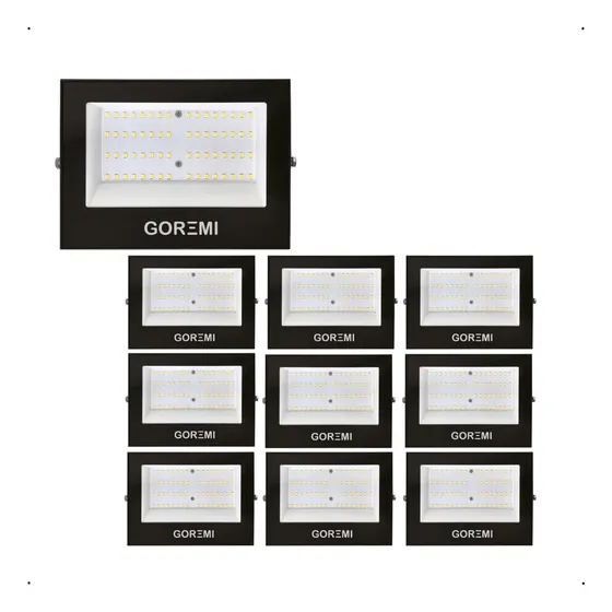 Kit 10 Holofote Refletor Led Eco Pro 100w C/ 3 Opções De Luz Luz Branco-frio