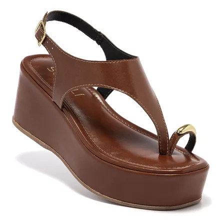 Sandália Feminina Plataforma Anel De Dedo Leve Moda Caramelo 36 Br