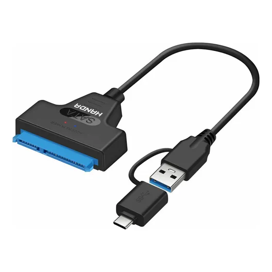 Cable Sata Usb Adaptador Tipo C Y 3.0 Doble Salida Disco Ssd Negro