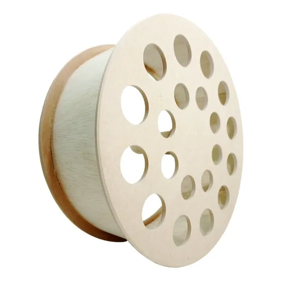 Carretilha De Madeira Mdf 35 Cm Crua Rolamento Pipa - 01 Un
