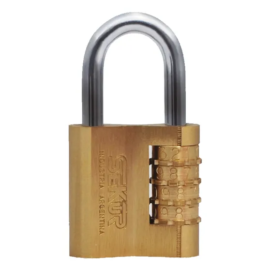 Candado 40 Mm Combinacion Sekur Doble Traba Bronce Acero Color Dorado