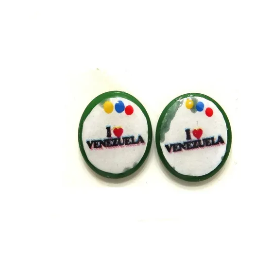 4 Pares Zarcillos Venezuela Diseño Tricolor 