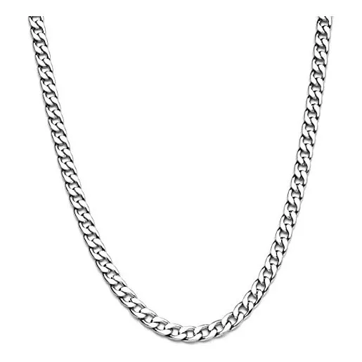 Collar Cadena En Acero Eslalon Cubano Cuello Hombre Y  Mujer