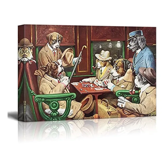 Lienzo Para Pared, Diseño De Perros Jugando Al Póker
