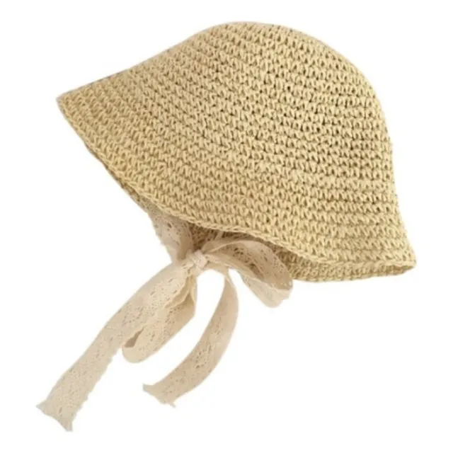 Sombrero De Encaje Con Lazo Para Niña Estilo Paja Verano