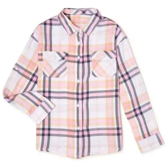 Camisa Para Niña Manga Larga De Cuadros
