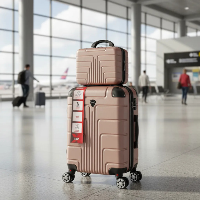 Mala De Bordo Pp + Frasqueira Viagem P Rodinhas 360° Abs 