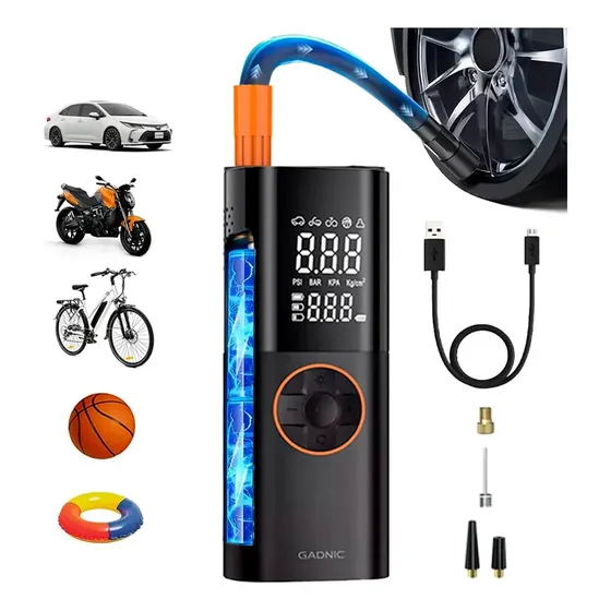 Compresor De Aire Portátil Gadnic Para Inflador De Neumáticos 50W Pantalla Dual LCD 150 PSI 17 Lmin