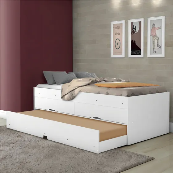 Beliche Solteiro 2 gavetas com cama auxilia bari prática Gabrielli Bari