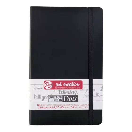 Libreta Art Creation Negra 13x21cm 80gr 80hjas.con Puntos Color Negro