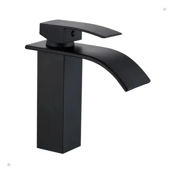 Torneira Banheiro Cascata Monocomando Baixa Black Preto Acabamento Fosco