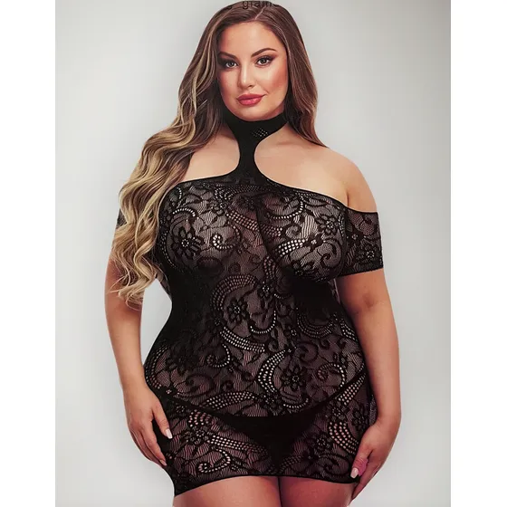 Malla Vestido Plus Talla Grande Baby Doll Lenceria 
