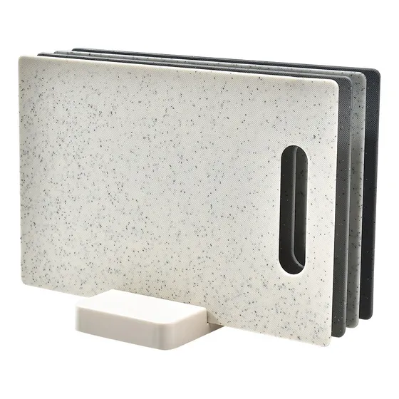 Set De 4 Tablas De Cortar De Plástico Diseño Efecto Marmol