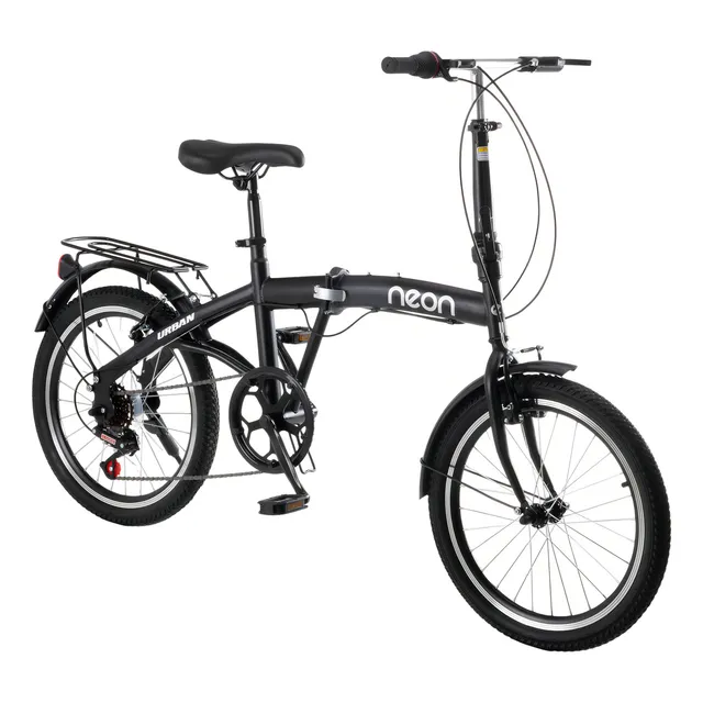 Bicicleta Plegable R20 Neon Urban 7 Velocidades Cuadro De Acero Freno V-brake Adulto +160cm Color Negro