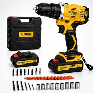 Parafusadeira Furadeira Tecforce 48v 2 Baterias Com Maleta