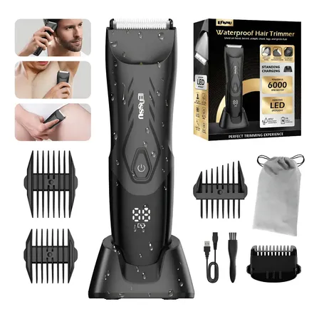Aparador de Pelos Masculino Enssu à Prova D'Água Luz LED Preto IPX7