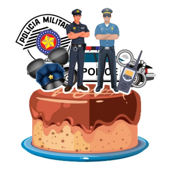 Topo De Bolo Topper Policia Militar Masculino