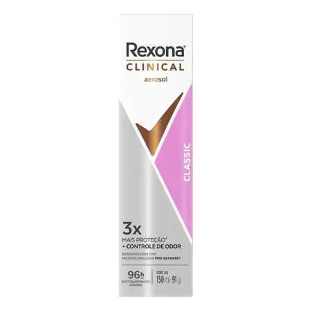 Rexona Clinical Antitranspirante Aerossol Classic 150ml