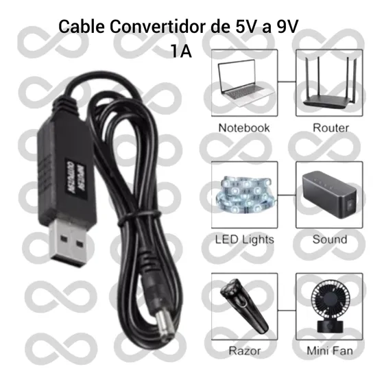 Cable Convertidor De Usb 5v A Dc 9v Router Laptop Modem