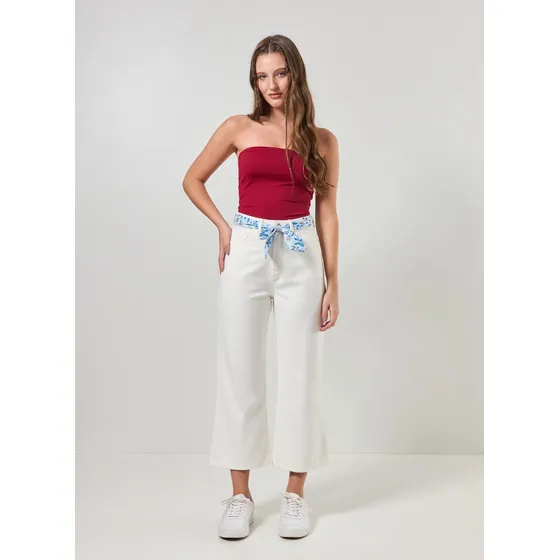Calça Sarja Patancourt Cinto Florido