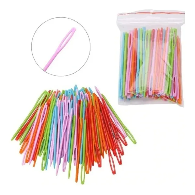Kit Com 20 Agulhas Plasticas Para Costura Tapeçaria