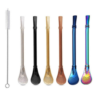 6 Popote Cuchara Acero Metalico Pajitas Para Mate Reusables 6 Popote Cuchara Acero Metalico Pajitas Para Mate Reusables