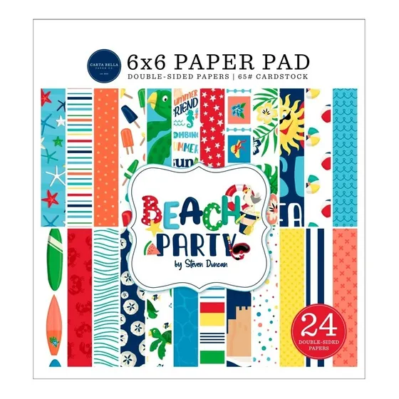 Echo Park Beach Party 6x6 | Papel Cartulina Scrap Playa 24pz