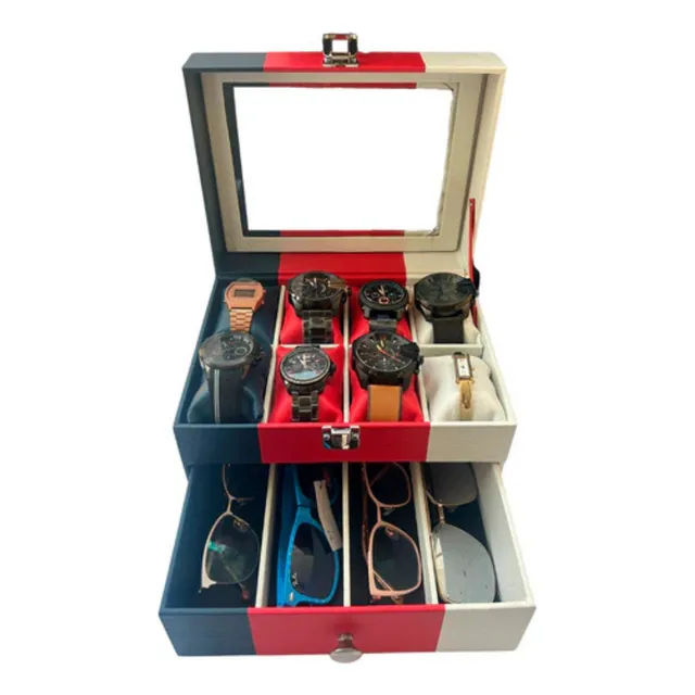 Organizador Estuche De Relojes Y Gafas De Lujo 2 Niveles