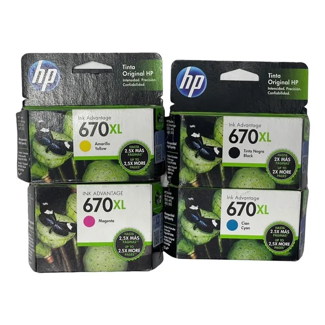 Cartuchos Kit X4 Hp 670xl N-c-m-y Originales