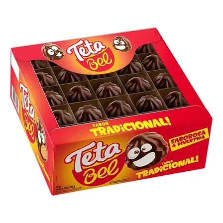 Tetabel Teta De Nega Marshmallow C/ Cobertura de Chocolate Ao Leite Caixa 50 unidades - Bel