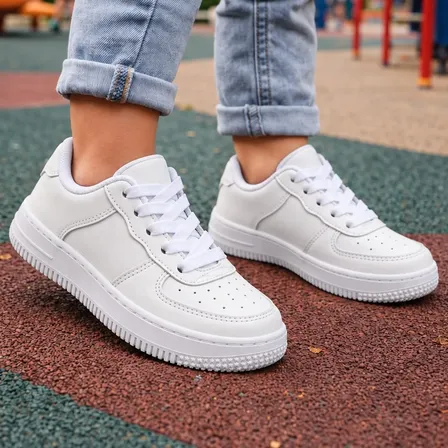 Tênis Infantil Menina Menino Branco Escolar Confortável Full Branco Lisa 31 Br