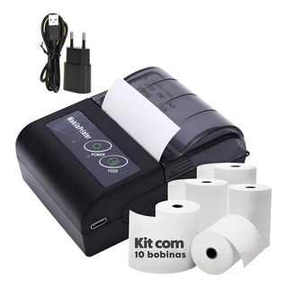Mini Impressora Termica Portatil Bluetooth Kit C/ 10 Bobinas Mini Impressora Termica Portatil Bluetooth Kit C/ 10 Bobinas