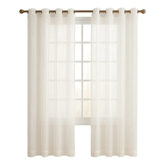 Cortina Visillo Velo 2 Paños 140x220cm Textura Lino Casatua Color Blanco | Cuotas sin interés