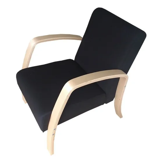 Sillon Sofa Escandinavo 1 Cuerpo Tm Negro Y Haya Nordico Diseño De La Tela Liso