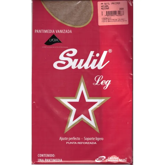 Práctica Pantimedia Vanizada Con Lycra, Sutil Cannon Mills.