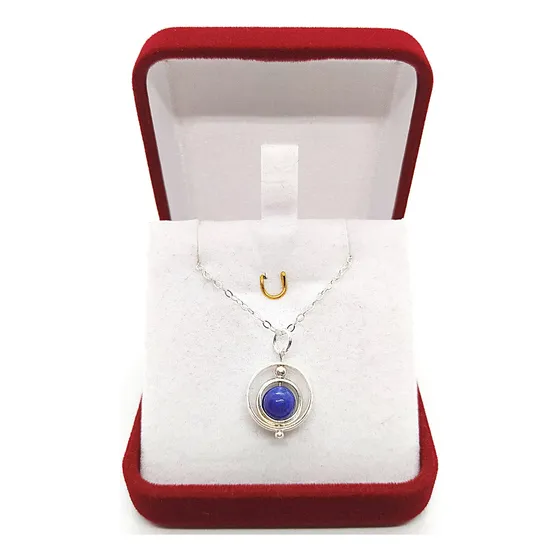 Colgante Antiestrés Exclusivo Plata 925 Y Lapislázuli 