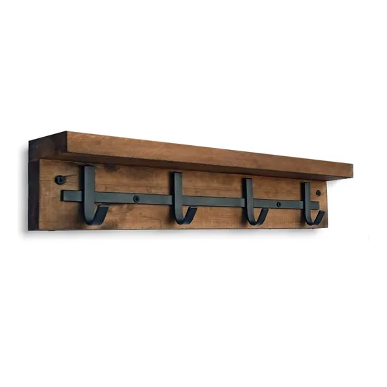 Perchero Pared Repisa Madera Hierro