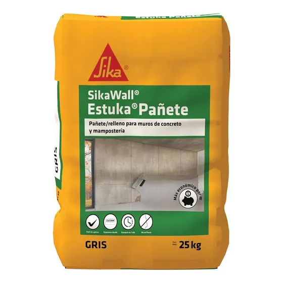 Sika Estuka Pañete Relleno Para Nivelación Muros Gris 25kg