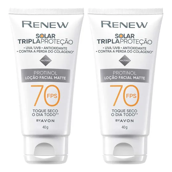 Combo 2 Protetor Solar Renew Fps 70 Avon Rosto Facial