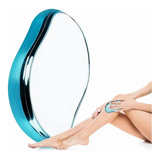 Herramienta Exfoliante De Depiladora De Cristal Reutilizable Color Celeste
