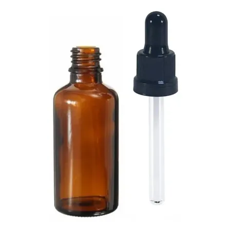 02 Frasco Gotejador Conta Gotas Vidro Âmbar 30ml Tampa Preta
