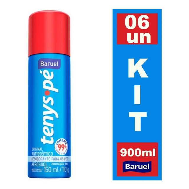 Kit 6 Desodorante P Pés Aerossol Original Antisséptico 150ml
