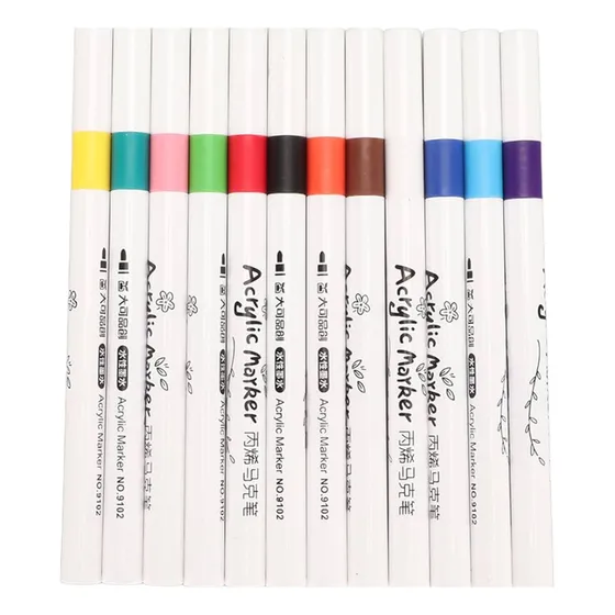 12 Canetas Acrilicas Cerâmica Madeira Metais Vidro Tinta Colorido Exterior Branco