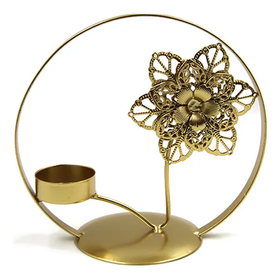 Candelabro Metal Flor Moderna Adorno Para Boda Hierro Mesa