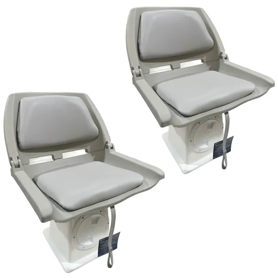 Butaca Nautica Rebatible Para Lanchas C/base Giratoria X2un Color Gris Con Base De 30 Cm