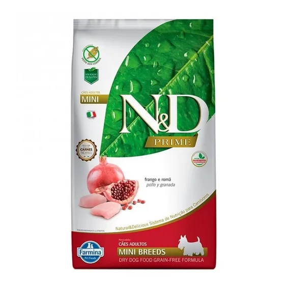 Ração N&d Prime Mini Breeds Caes Adultos Frango E Romã 800g