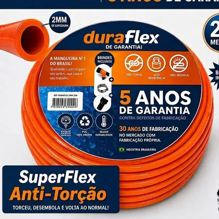 Mangueira 20metros Duraflex Silconada Reforçada Profissional Laranja