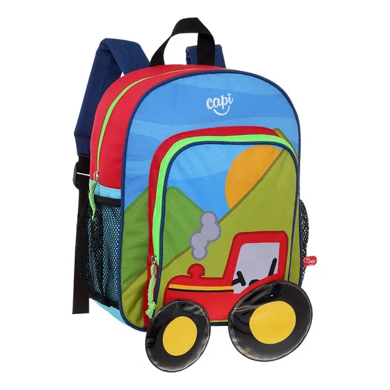 Morral Bolso Escolar Mediano Para Niño Tractor Capi Kids
