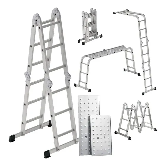 Escalera 12 Peldaños Andamio Multiposiciones Plegable 3.35m