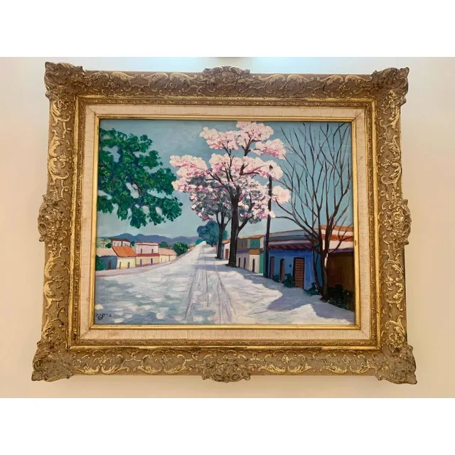 Pintura Cuadro Árbol Rosado Blanco De Miranda Cod. 844